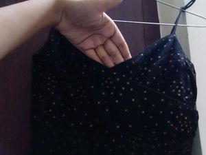Black Strapped Polka-dot Dress