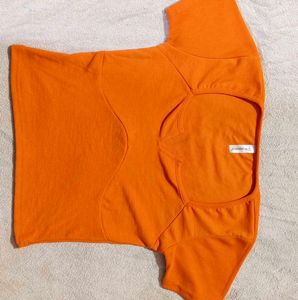 Orange Square Neck Top