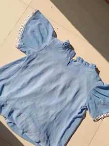 Chic Blue Cold Shoulder Top