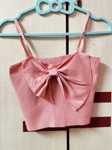 Pink Bow Crop Top