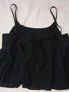 Black Flowy Backless Cami Top