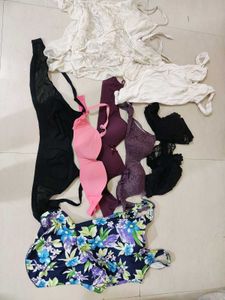 Pack Of 5 Bra + One Swin Wear And 2 Babydoll