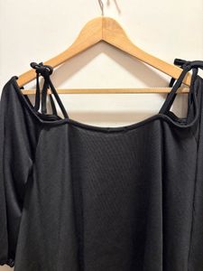 Black Off-Shoulder Tie Strap Top