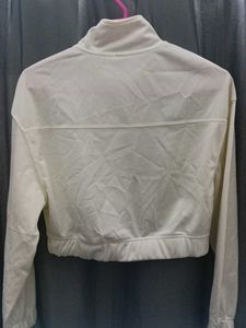 H&amp;M Women White Solid Sports Sweatshirt