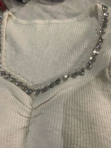 White Korean Style Embellished Top
