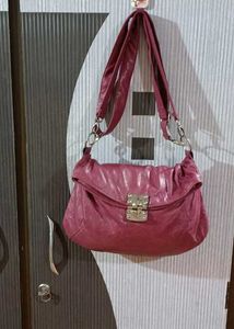 Pink Leather Shoulder Bag