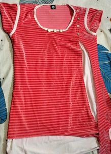 Striped Orangish Velvet Top