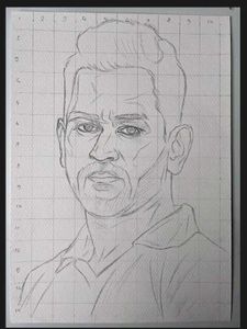MS Dhoni Outline Drawing
