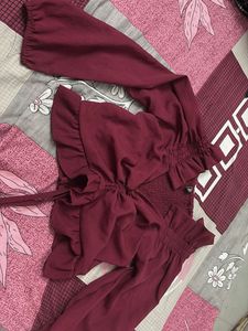 Maroon Ruffle Top
