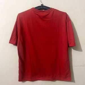 Oversized Red Graphic Print Tee