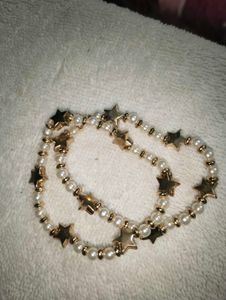Pearls And Gold Coated Stars Bracelet