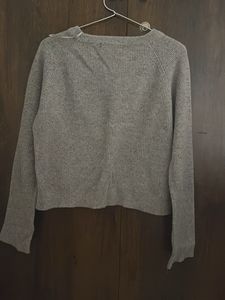 Gray Cropped Knit Sweater