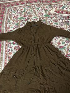 Brown Tiered Midi Dress