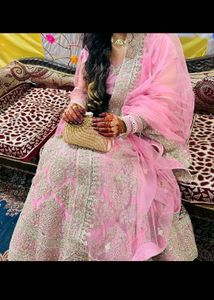 Pink &amp; Gold Embroidered Lehenga
