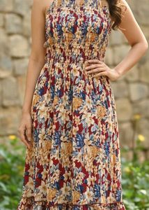 Floral Print Halter Neck Dress