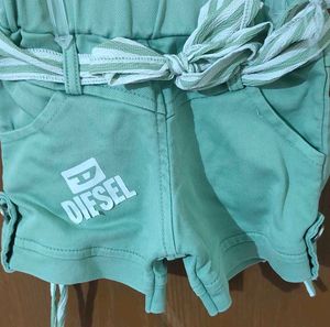 Baby Girl White With Green Shorts &amp; Top