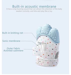Silicone Teether Mitten Gloves Polka Dot Print