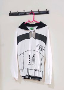 White Zipper Hoodie For Women