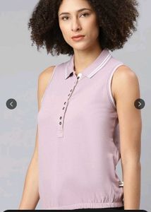 Sleeveless Polo Top