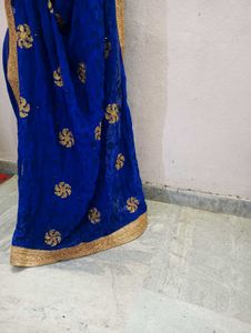 Royal Blue Embellished Saree