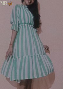 Green-white strips one piece, XS size