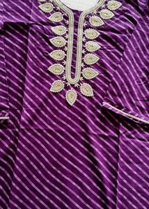 Hand Embroidered Straight Cut Long Kurta