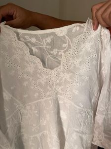 White Embroidered Tunic Top/kurti
