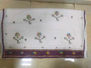 White Saree With Contrast  💜 Border And Blouse