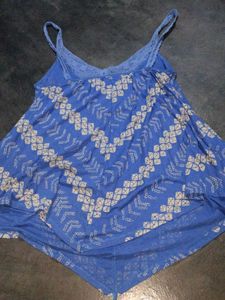 Blue Patterned Tank Top