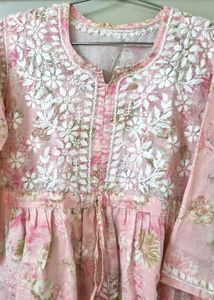 Floral Embroidered Cotton Tunic N Palazzo Set