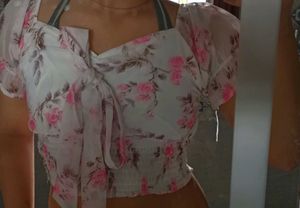 Floral Chiffon Top with bow