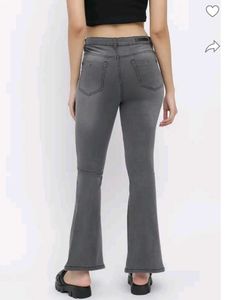 AJIO Grey Flared Jeans