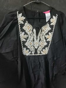 Embroidered Black Top