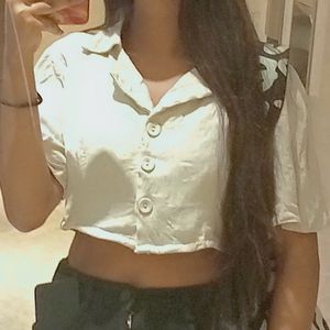 Cropped Button-Up Top