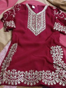 Elegant Maroon Embroidered Salwar Kameez