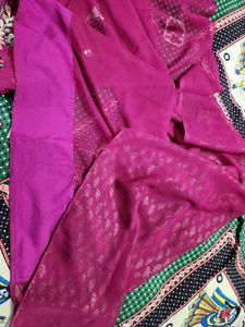 30₹ Off- Rani Pink Saree Without Blouse
