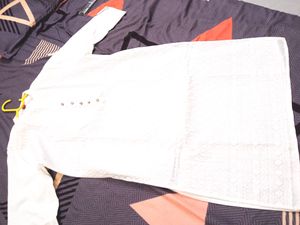 Beautiful White Pure Cotton Kurta With embroidery