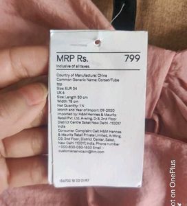 H&amp;M Dusky Pink Bow Crop Top
