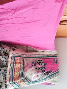 Ghagra Style Saree With Blouse Piece