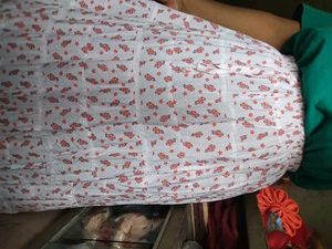 White Orange Floral Skirt