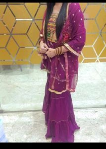 Beautiful Purple Embroidered Sharara
