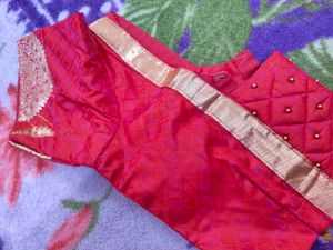 Red Quilted Embellished Blouse