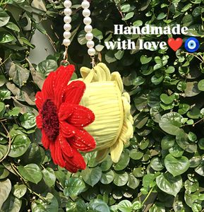 Floral Clutch with Pearl Handle