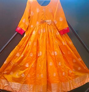 Women Mango yellow Ethnic Gown