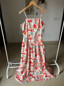 Fit &amp; Flare Tropical Beach Printed Maxi Dress