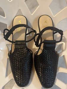 Woven Leather Mules