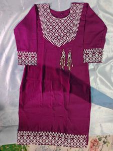 Maroon Embroidered Kurti