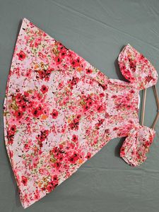 Floral Smocked Mini Flared Dress