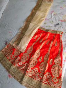 Orange Embroidered Lehenga Choli