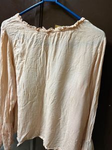 Cotton Peach Top With Long Sleeves